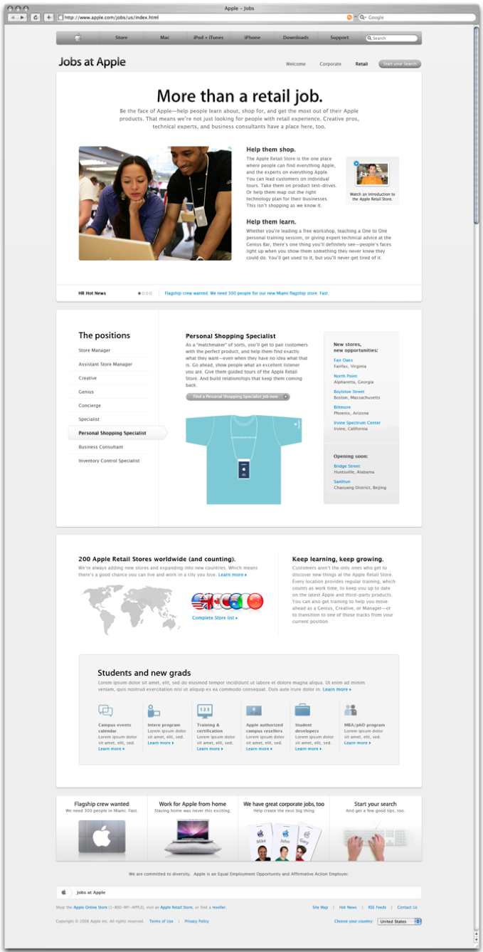 apple jobs retail info